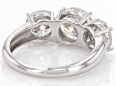 Moissanite Platineve 3 Stone Ring 3.90ctw DEW.