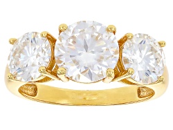 Moissanite 14K Yellow Gold Over Sterling Silver Set Of Two Pair Stud Earrings 3.00ctw DEW