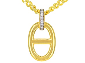 Moissanite 14k Yellow Gold Over Sterling Silver Mariner Link Pendant 0.16ctw DEW