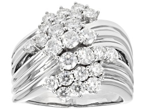 Moissanite Platineve Cluster Ring 1.78ctw DEW.