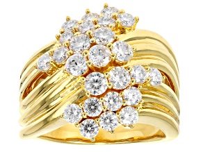Moissanite 14k Yellow Gold Over Silver Cluster Ring 1.78ctw DEW.