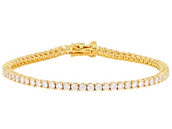 Picture of Moissanite 14k Yellow Gold Over Silver Tennis Bracelet 3.96ctw DEW