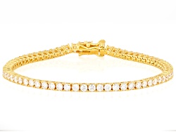 Moissanite 14k Yellow Gold Over Silver Tennis Bracelet 3.96ctw DEW