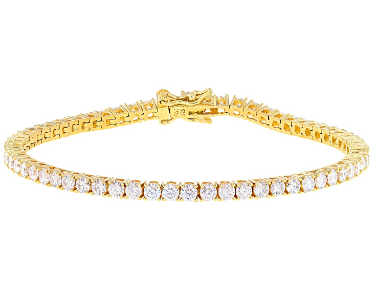 Moissanite 14k Yellow Gold Over Silver Tennis Bracelet 4.96ctw DEW