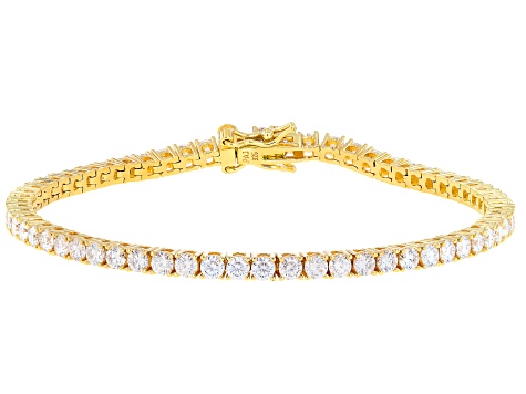 Moissanite 14k Yellow Gold Over Silver Tennis Bracelet 4.96ctw DEW