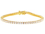 Moissanite 14k Yellow Gold Over Silver Tennis Bracelet 4.96ctw DEW