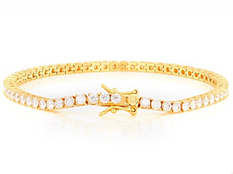Moissanite 14k Yellow Gold Over Silver Tennis Bracelet 4.96ctw DEW