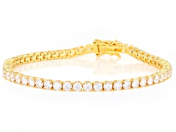 Moissanite 14k Yellow Gold Over Silver Tennis Bracelet 6.89ctw DEW