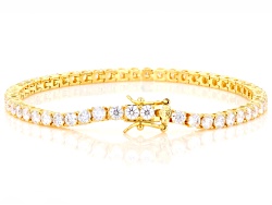 Moissanite 14k Yellow Gold Over Silver Tennis Bracelet 6.89ctw DEW