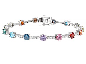Multi Color Moissanite Platineve Tennis Bracelet 8.76ctw DEW