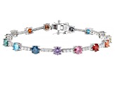 Multi Color Moissanite Platineve Tennis Bracelet 8.76ctw DEW