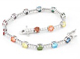 Multi Color Moissanite Platineve Tennis Bracelet 8.76ctw DEW