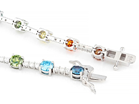Multi Color Moissanite Platineve Tennis Bracelet 8.76ctw DEW