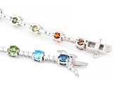 Multi Color Moissanite Platineve Tennis Bracelet 8.76ctw DEW