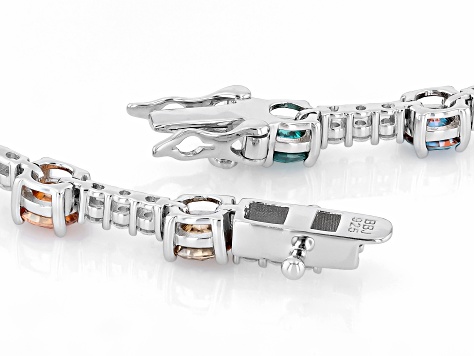 Multi Color Moissanite Platineve Tennis Bracelet 8.76ctw DEW