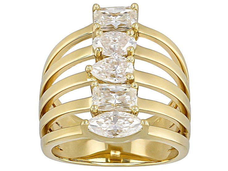 ★87MM★ Mmlg SUFFERS HFT GOLD Moissanite 14k Yellow Gold Over Sterling Silver Ring 2.78ctw
