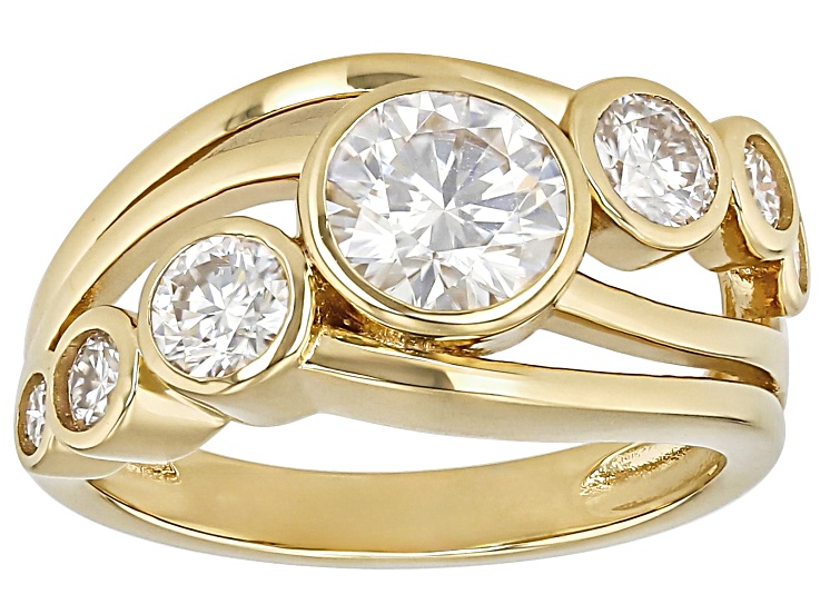 Moissanite 14k Yellow Gold Over Sterling Silver Ring 1.78ctw DEW