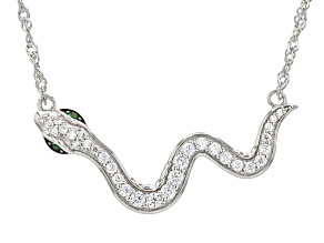 Moissanite And Tsavorite Platineve Snake Necklace 0.52ctw DEW.