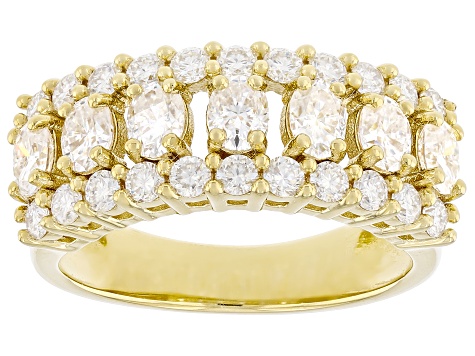 Moissanite 14k Yellow Gold Over Sterling Silver Band Ring 2.06ctw DEW