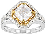 Moissanite Platineve And 14k Yellow Gold Platineve  Clover Design Ring 2.25ctw DEW