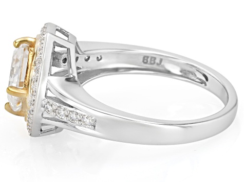 Moissanite Platineve And 14k Yellow Gold Platineve  Clover Design Ring 2.25ctw DEW