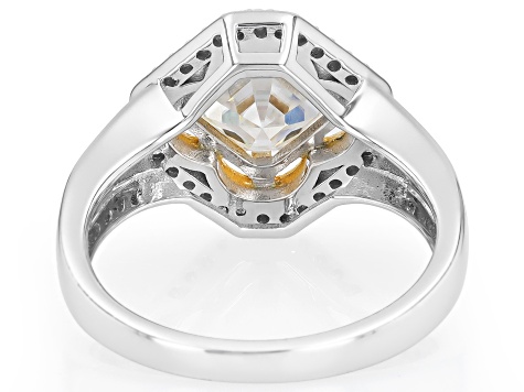 Moissanite Platineve And 14k Yellow Gold Platineve  Clover Design Ring 2.25ctw DEW