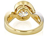 Moissanite 14k Yellow Gold Over Platineve Two Tone Bypass Ring 1.90ct DEW
