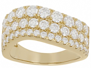 Moissanite 14k Yellow Gold Over Sterling Silver Wave Design Ring 1.90ctw DEW