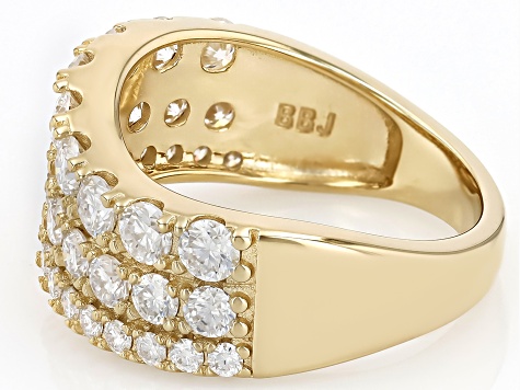 Moissanite 14k Yellow Gold Over Sterling Silver Wave Design