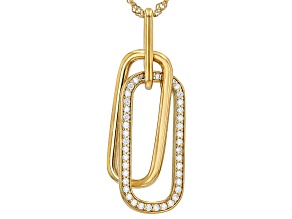 Moissanite 14k Yellow Gold Over Silver Paperclip  Pendant 0.48ctw DEW