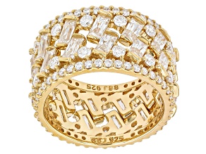 Moissanite 14k Yellow Gold Over Silver Set of Two Stackable Rings 4.38ctw DEW