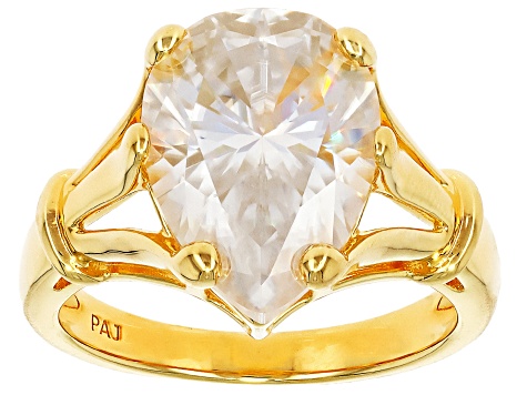 Moissanite 14k Yellow Gold Over Silver Solitaire Rings 5.50ct DEW