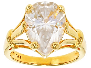 Moissanite 14k Yellow Gold Over Silver Solitaire Rings 5.50ct DEW