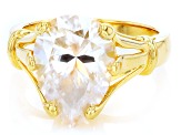 Moissanite 14k Yellow Gold Over Silver Solitaire Rings 5.50ct DEW