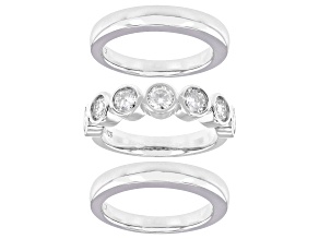 Moissanite Platineve Set Of Three Stackable Rings 1.61ctw DEW.