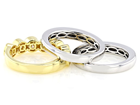 Moissanite Platineve And 14k Yellow Gold Over Silver Set Of Moissanite Platineve And 14k Yellow Gold Over Silver Set Of