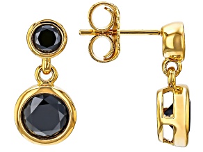 Black Moissanite 14k Yellow Gold Over Silver Earrings 2.46ctw DEW.