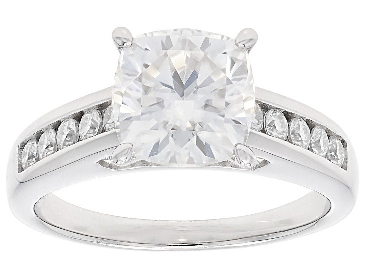 Moissanite Platineve Engagement Ring 3.06ctw DEW.