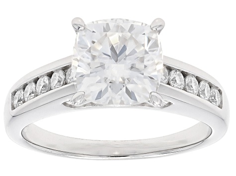 Moissanite Platineve Engagement Ring 3.06ctw DEW.