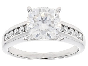 Moissanite Platineve Engagement Ring 3.06ctw DEW.