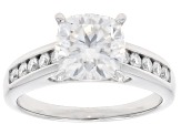 Moissanite Platineve Engagement Ring 3.06ctw DEW.