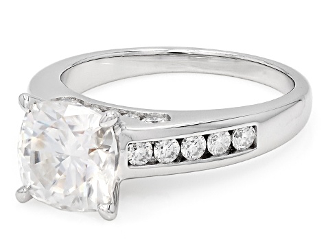 Moissanite Platineve Engagement Ring 3.06ctw DEW.