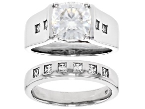 Moissanite Platineve Ring With Band 3.00ctw DEW.