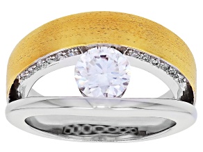 Moissanite Platineve And 14k Yellow Gold Over Platineve Ring 1.02ctw DEW.