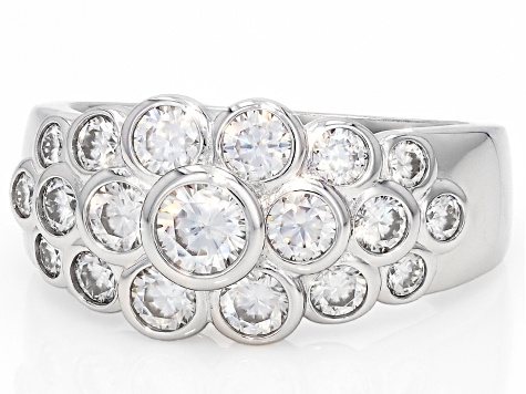 JEWEL Moissanite Platineve Cluster Ring 1.37ctw DEW. - MFJ734 | JTV