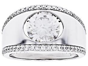 Moissanite Platineve Dome Ring 2.82ctw DEW.