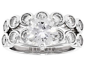 Moissanite Platineve Ring With Band 3.20ctw DEW.
