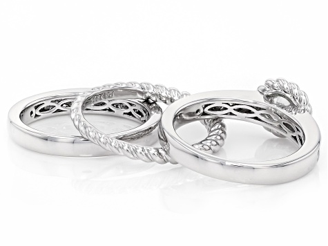 Moissanite Platineve Ring With Two Bands 1.29ctw DEW