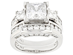 Moissanite Platineve Ring With Band 5.03ctw DEW.