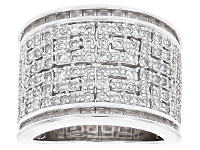 Moissanite Platineve Greek Key Ring 2.56ctw DEW.